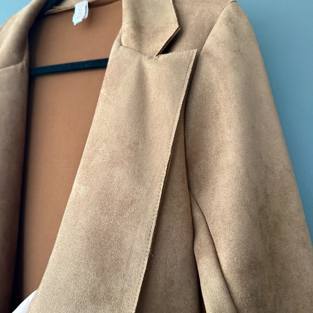 Faux Suede Brown Jacket w/Pockets - Picture 6 of 12